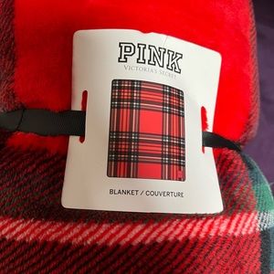 Pink, Victoria Secret soft plush blanket. NWT, plaid